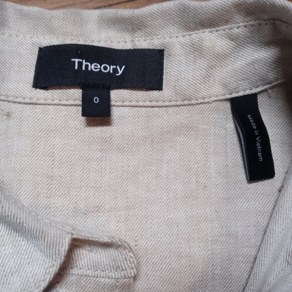 THEORY mayvine linen blend shirt dress in tierra wash (sz0) - Picture 9 of 12